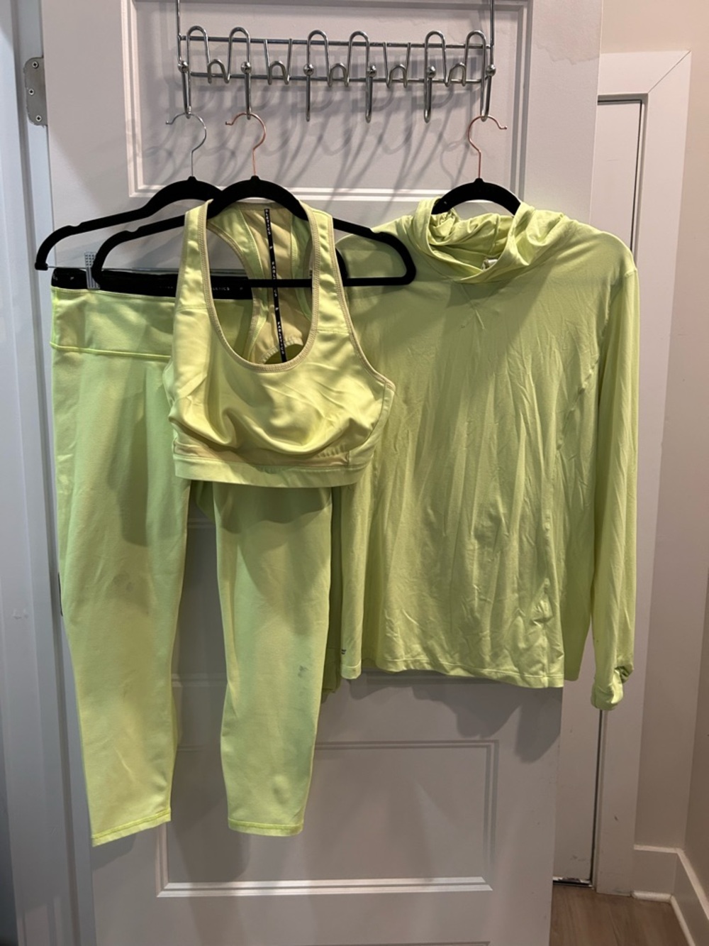 Fabletics Neon Lime Racerback Sports Bra and Cropped Leggings and